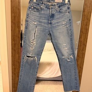 AG Adriano Goldschmied Distressed Blue Jeans